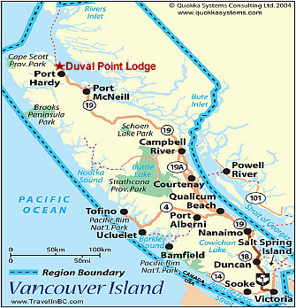Maps of the Duval Point Lodge area, a Salmon & Halibut Fishing hot